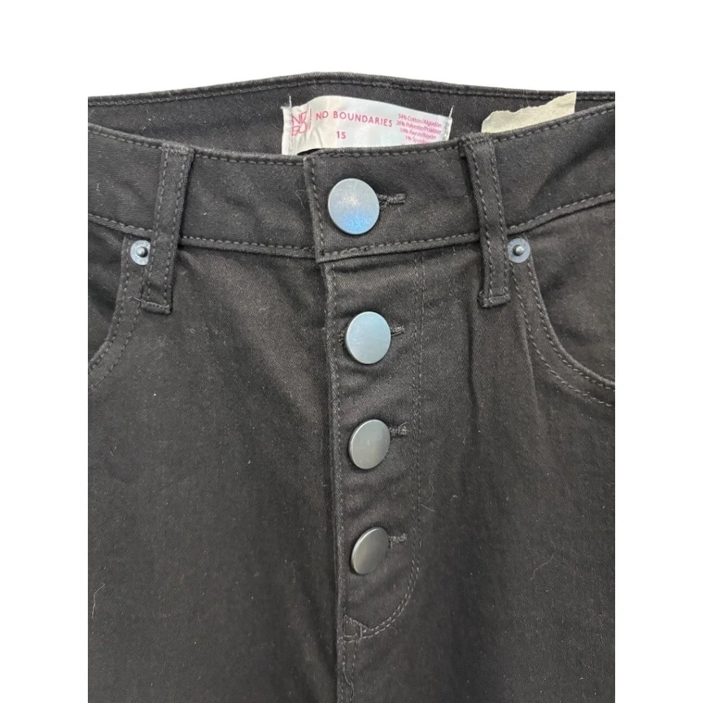 No Boundaries Black Hi Rise Skinny Button Fly Stretch Denim Jeans Jrs. 15 NWT - Picture 2 of 5